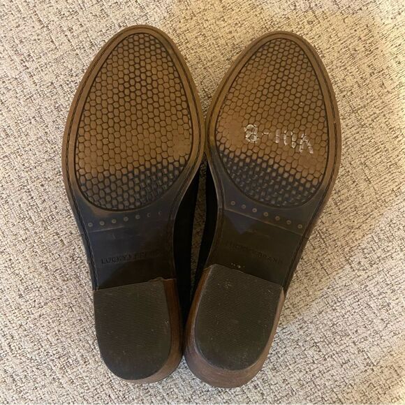 Lucky Brand black suede clog heels with studs size 8 - Picture 6 of 7